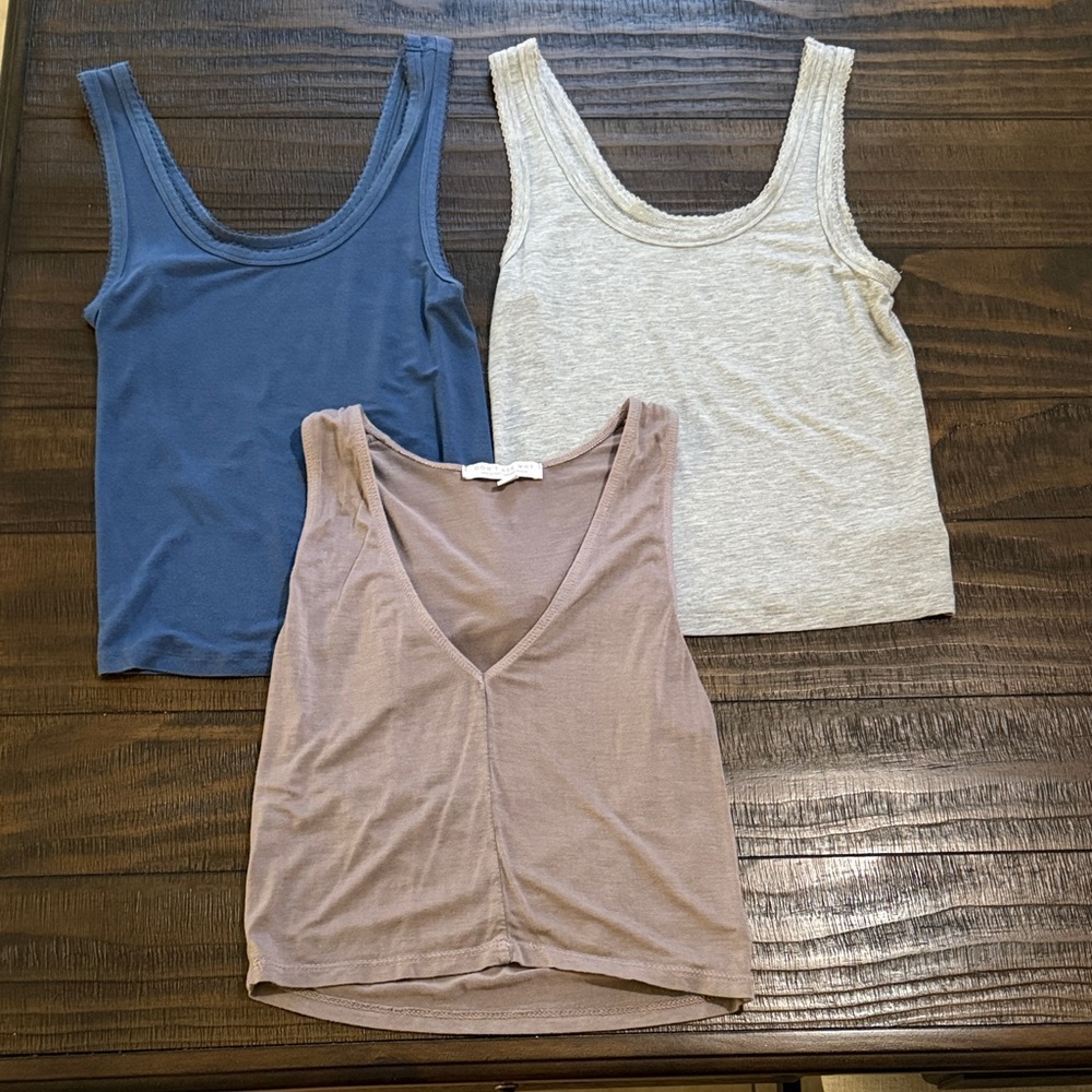 American Eagle Outfitters Women's Tank Top Trio - Blue, Gray, Brown